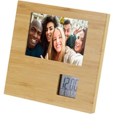 Sasa Bamboo Photo Frame With Weather Station