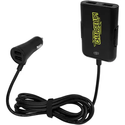 Pilot Dual Car Charger With Qc 3.0 Dual Back Seat Extended Charger