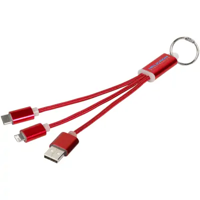 Metal 3-In-1 Charging Cable With Keychain