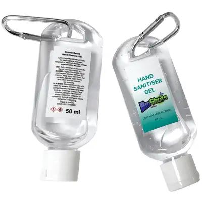 50ml Hand Sanitiser Gel With Carabiner Clip