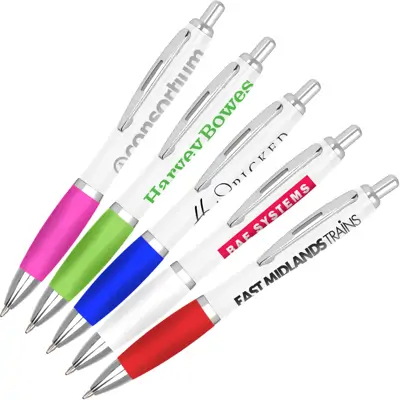 Curvy Promotional Pens - White