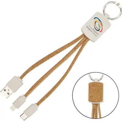 Bates Wheat Straw And Cork 3-In-1 Charging Cable