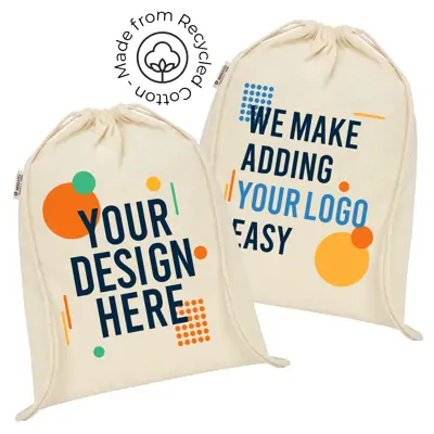 GRS Recycled Natural Cotton Drawstring Bags