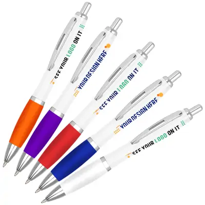 Curvy Promotional Pens - White